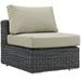 Modern Contemporary Outdoor Patio Armless Beige Fabric Synthetic Rattan