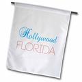 3dRose Hollywood Florida blue red text. Patriotic chic home town design - Garden Flag 18 by 27-inch