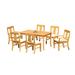 Teak Dining Set:6 Seater 7 Pc - 60 Rectangle Table 4 Armless and 2 Arm / Captain Osborne Chairs Outdoor Patio Grade-A Teak Wood WholesaleTeak #WMDSOSg