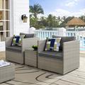 Modway Repose 3 Piece Outdoor Patio Sectional Set in Light Gray Charcoal