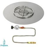 American Fireglass Round Stainless Steel Flat Pan with Match Light Propane Fire Pit Kit (Set of 2)