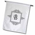 3dRose Initial letter B personal monogrammed fancy black and white typography elegant stylish personalized - Garden Flag 12 by 18-inch