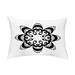 Simply Daisy 14 x 20 Ikat Mandala Black Decorative Geometric Outdoor Throw Pillow