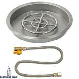 American Fireglass Round Stainless Steel Drop-in Pan with Match Light Natural Gas Fire Pit Kit (Set of 2)