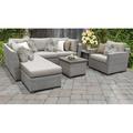 TK Classics Florence Wicker 8 Piece Patio Conversation Set with End Table and 2 Sets of Cushion Covers