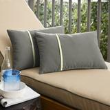 Humble and Haute Humble + Haute Sunbrella Canvas Charcoal and Canvas Natural Small Flange Indoor/ Outdoor Lumbar Pillow Set of 2 12 in h x 24 in w