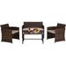 4 Pieces Outdoor Patio Furniture Sets Wicker Outdoor Garden Furniture Brown 3 People