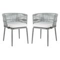 SAFAVIEH Kiyan Outdoor Patio Rope Chair Grey/Cushion Set of 2