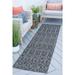 3x8 Water Resistant Indoor Outdoor Runner Rugs for Patios Hallway Entryway Deck Porch Balcony or Kitchen | Outside Area Rug for Patio | Charcoal Geometric | Size: 2 3 x 7 3