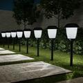 Solar Path Lights Set of 8- 16â€� Tall Stainless Steel Outdoor Stake Lighting for Garden Landscape Yard Driveway Walkway by Pure Garden (Black)
