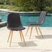 Grandview Outdoor Wicker Dining Chairs with Light Brown Wood Finished Metal Legs Set of 2 Multibrown