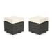 Malibu Outdoor 16 Inch Wicker Ottoman Seat with Water Resistant Cushion Set of 2 Multibrown and Beige