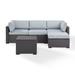 Crosley Furniture Biscayne 4 Piece Metal Patio Sectional Set in Brown/Blue