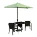 Blue Star Group Terrace Mates Genevieve All-Weather Wicker Java Color Table Set w/ 7.5 -Wide OFF-THE-WALL BRELLA - Antique Beige Olefin Canopy