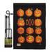 Breeze Decor BD-HO-GS-112071-IP-BO-D-US18-AM 13 x 18.5 in. Pumpkins Boo Fall Halloween Vertical Double Sided Mini Garden Flag Set with Banner Pole