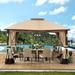 Sunjoy Adrienne 10 ft. x 12 ft. Tan and Brown Gazebo with LED Lighting and Bluetooth Sound