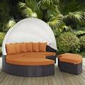 Modway Convene Canopy Outdoor Patio Daybed in Espresso Orange