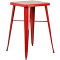 Emma + Oliver Commercial Grade 23.75 Square Red Metal Indoor-Outdoor Bar Height Table