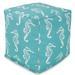 Majestic Home Goods Sea Horse Indoor / Outdoor Fabric Cube Pouf