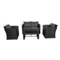 4-Piece Outdoor Patio Conversation Sofa Set with Back Cushions Brown/Gray