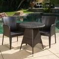 Ramsey 3 Piece Outdoor Round Wicker Bistro Set Multibrown