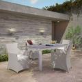 Modway Junction 5 Piece Outdoor Patio Dining Set in Gray White