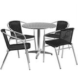 Bowery Hill 5 Piece Round Patio Dining Set in Aluminum and Black