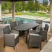 Shaw Outdoor 7 Piece Wicker Oval Dining Set with Cushions Grey