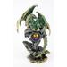 Mythical Hand Paint Green Dragon Statue with jewel Dark Legend Medieval Magical Party Home Decor Gift