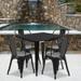 Flash Furniture Commercial Grade 31.5 Square Black Metal Indoor-Outdoor Table Set with 4 Stack Chairs