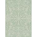 Couristan 7.5 x 10.75 Green and Ivory Traditional Rectangular Outdoor Area Throw Rug