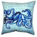 Betsy Drake NC534 18 x 18 in. Blue Script Octopus No Cord Pillow