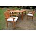 Teak Dining Set:6 Seater 7 Pc 122 Caranasas Double Extension Rectangle Table 6 Napa Stacking Arm Chairs Outdoor Patio Grade-A Teak Wood WholesaleTeak #WMDSNPu