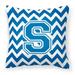 Letter S Chevron Blue and White Fabric Decorative Pillow