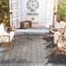 SAFAVIEH Beach House Wyon Medallion Indoor/Outdoor Runner Rug Light Grey/Charcoal 2 x 8