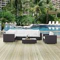 Modway Convene 7 Piece Outdoor Patio Sectional Set in Espresso White