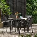 Vera Outdoor Wicker Armed Stacking Chairs with an Aluminum Frame Set of 4 Multibrown