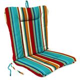 Jordan Manufacturing 38 x 21 Covert Fiesta Multicolor Stripe Rectangular Outdoor Wrought Iron Chair Cushion with Ties and Hanger Loop