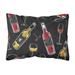 Red and White Wine on Black Canvas Fabric Decorative Pillow
