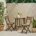 Noble House Westmount 3 Piece Outdoor Acacia Wood Bistro Set in Gray