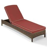 Pemberly Row Wicker Patio Chaise Lounge in Brown and Sangria