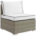 Modern Contemporary Urban Design Outdoor Patio Balcony Garden Furniture Sofa Middle Chair Sunbrella Rattan Wicker White Light Gray