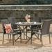 Noble House Kiera 5 Piece Wicker Foldable Patio Dining Set in Brown