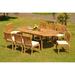 Teak Dining Set: 8 Seater 9 Pc: 94 Oval Table & 8 Stacking Arbor Armless Chairs Outdoor Patio Grade-A Teak Wood WholesaleTeak #WMDSABw