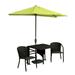 Blue Star Group Terrace Mates Daniella All-Weather Wicker Java Color Table Set w/ 9 -Wide OFF-THE-WALL BRELLA - Yellow Olefin Canopy