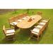 Teak Dining Set: 10 Seater 11 Pc: 117 Double Extensions Oval Dining Table & 10 Devon Arm/Captain Chairs Outdoor Patio Grade-A Teak Wood WholesaleTeak #WMDSDVy