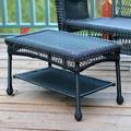 Pemberly Row Wicker Patio Coffee Table in Black