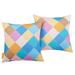 Modern Contemporary Urban Design Outdoor Patio Balcony Garden Furniture Pillow Throw Set of Two Fabric Multi Color