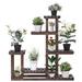 Costway Outdoor Wooden Plant Flower Display Stand 6 Wood Shelf Storage Rack Garden