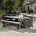 Olivia Outdoor 6 Piece Lightweight Concrete Dining Set with Bench Brown Black and Beige